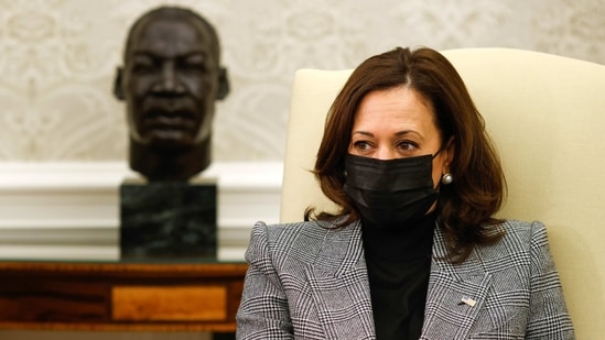 U.S. Vice President Kamala Harris and U.S. President Joe Biden (not pictured) attend a meeting with bipartisan Senators on infrastructure investment at the Oval Office of the White House in Washington, U.S., February 11, 2021. REUTERS/Carlos Barria (REUTERS)