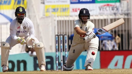 England's Joe Root bats during the 4th day of 2nd test match between India and England at MA Chidambaram Stadium, in Chennai on Tuesday(ICC/Twitter)