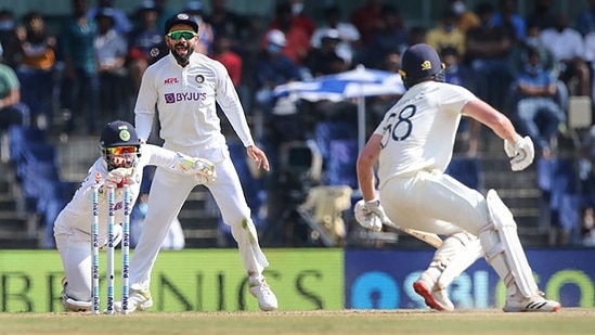 India's Rishabh Pant stumps-out England's Moeen Ali during the 4th day of the second cricket test match between India and England, at M.A. Chidambaram Stadium, in Chennai. (PTI) India's Rishabh Pant stumps-out England's Moeen Ali during the 4th day of the second cricket test match between India and England, at M.A. Chidambaram Stadium, in Chennai. (PTI)