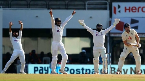 Indian players appeal against Dom Dibley on Day 3. (BCCI)