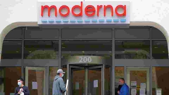 A sign marks the headquarters of Moderna Therapeutics, which is developing a vaccine against the coronavirus disease (Covid-19), in Cambridge, Massachusetts, US.(Reuters File Photo) A sign marks the headquarters of Moderna Therapeutics, which is developing a vaccine against the coronavirus disease (Covid-19), in Cambridge, Massachusetts, US.(Reuters File Photo)