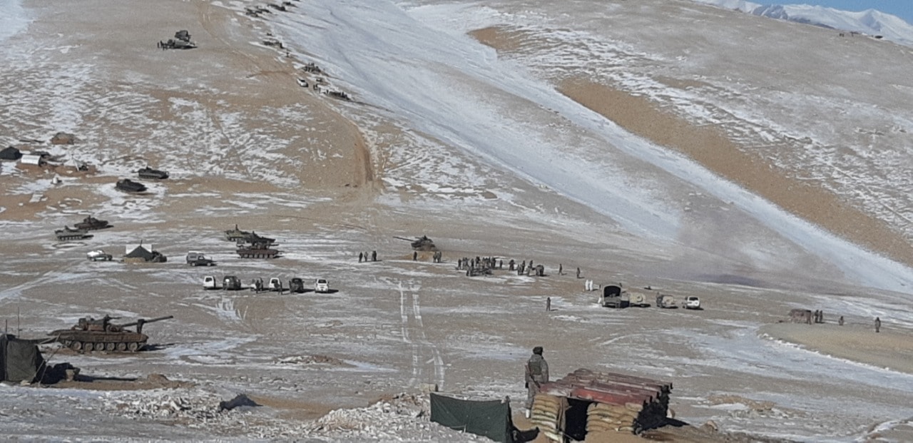 Convoys and tanks await the arrival of troops in rear areas(SOURCED/Indian Army/Rahul Singh) Convoys and tanks await the arrival of troops in rear areas(SOURCED/Indian Army/Rahul Singh)