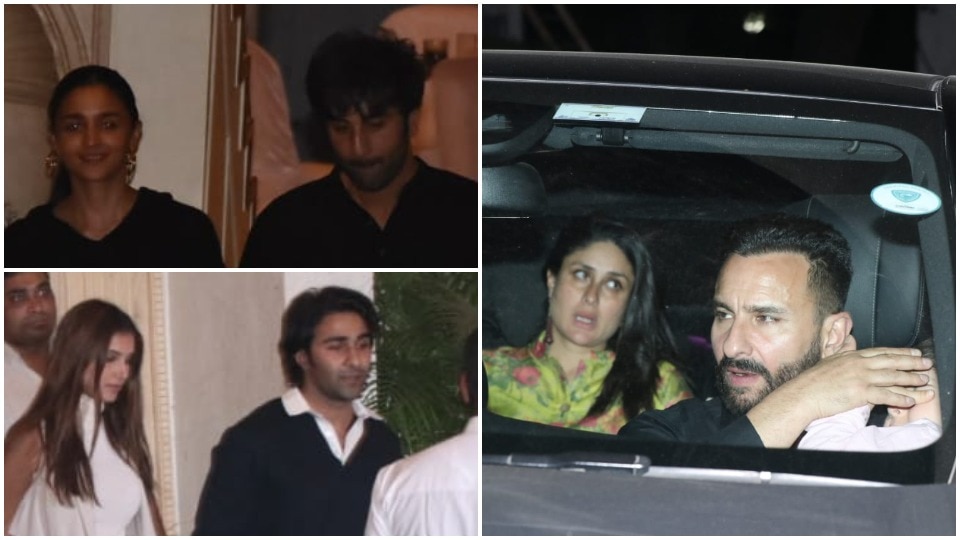 Kapoor family at Randhir's birthday dinner.
