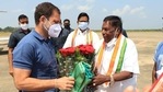Gandhi’s visit comes amid a political crisis in Puducherry, with the Congress-led government losing majority and Lieutenant Governor Kiran Bedi recalled by the President.(Twitter/@VNarayanasami) Gandhi’s visit comes amid a political crisis in Puducherry, with the Congress-led government losing majority and Lieutenant Governor Kiran Bedi recalled by the President.(Twitter/@VNarayanasami)