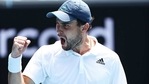 Aslan Karatsev of Russia celebrates after winning a point. (Getty Images) Aslan Karatsev of Russia celebrates after winning a point. (Getty Images)