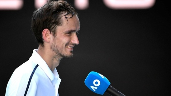 Tennis - Australian Open - Melbourne Park, Melbourne, Australia, February 17, 2021 Russia's Daniil Medvedev talks to the media after winning his quarter final match against Russia's Andrey Rublev REUTERS/Jaimi Joy(REUTERS)