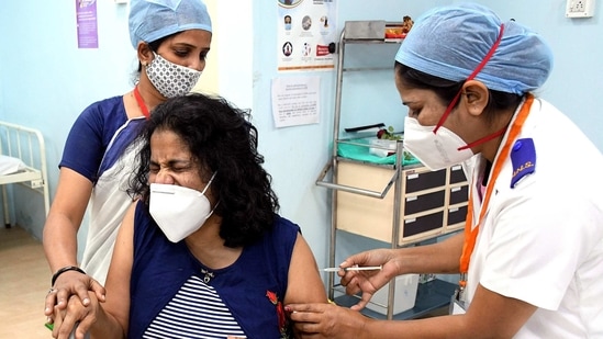 Nearly 68.3 per cent of all healthcare workers have been administered the first dose of the Covid-19 vaccine while 37.6 per cent of eligible healthcare workers have been administered the second dose. (ANI PHOTO).
