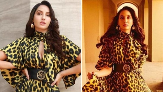 Nora Fatehi is fierce as a leopard in animal print midi dress, we love it