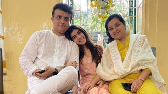 Saurav Ganguly with his wife and daughter. (Instagram: @souravganguly) Saurav Ganguly with his wife and daughter. (Instagram: @souravganguly)