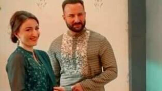 Saif Ali Khan and Soha Ali Khan in a screengrab from her video.