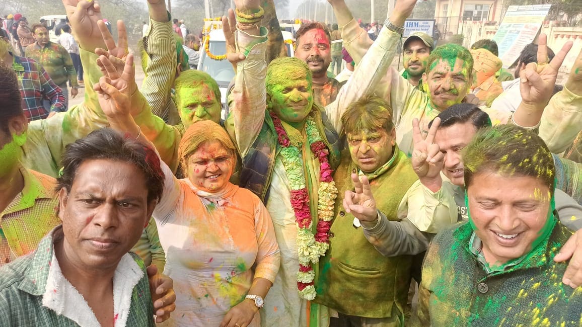 Congress workers celebrate win in Bathinda (Sanjeev Kumar/HT Photos) Congress workers celebrate win in Bathinda (Sanjeev Kumar/HT Photos)