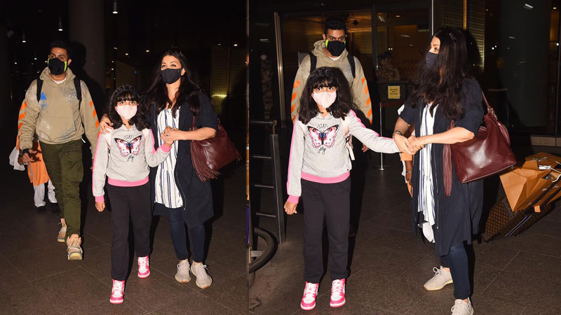 Bollywood: In Pics: Aishwarya Rai leaves for Delhi with daughter Aaradhya  to meet French President