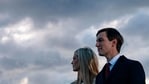 Daughter of former US President Ivanka Trump and husband Jared Kushner stand on the tarmac at Joint Base Andrews in Maryland.(AFP)