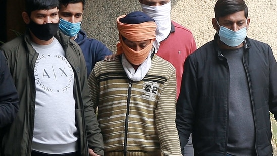 Delhi Police Special Cell arrests Maninder Singh accused of swinging swords and connected with Red Fort Violence during the Republic Day Farmers' Protest, in New Delhi on Wednesday. (ANI Photo) Delhi Police Special Cell arrests Maninder Singh accused of swinging swords and connected with Red Fort Violence during the Republic Day Farmers' Protest, in New Delhi on Wednesday. (ANI Photo)