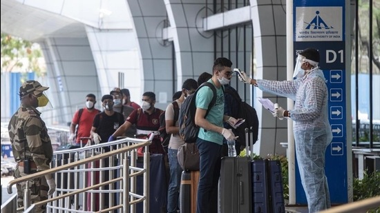 People wait in queue outside an airport. (HT FILE) People wait in queue outside an airport. (HT FILE)