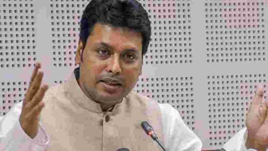 File photo: Tripura CM Biplab Kumar Deb.(PTI) File photo: Tripura CM Biplab Kumar Deb.(PTI)