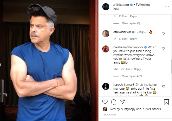 Harshvarrdhan Kapoor teased his dad over the pictures.