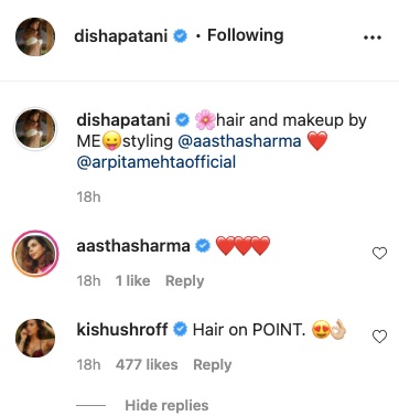 Comment on Disha's picture (Instagram/dishapatani) Comment on Disha's picture (Instagram/dishapatani)