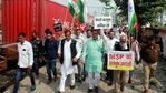 More than 100 protesters, including women, sat on the railway tracks and raised slogans against the government and the farm laws.(ANI) More than 100 protesters, including women, sat on the railway tracks and raised slogans against the government and the farm laws.(ANI)