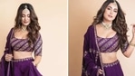 Hina Khan in deep purple lehenga(Instagram/realhinakhan) Hina Khan in deep purple lehenga(Instagram/realhinakhan)