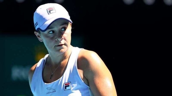 Australia's Ashleigh Barty reacts during her quarter-final match against Czech Republic's Karolína Muchova.(REUTERS)