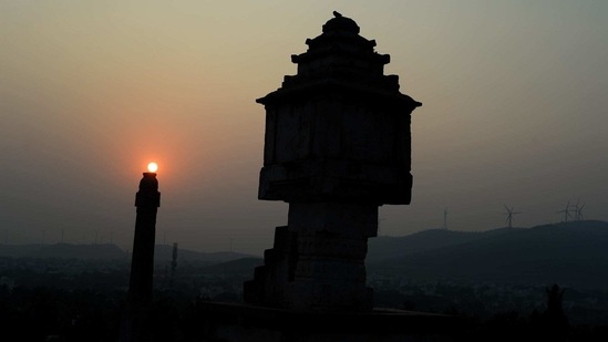 The Chitradurga Fort was built in parts, between the 11th and 13th centuries, by dynastic rulers of the region, including the Chalukyas and Hoysalas, and later modified by the Nayakas of Chitradurga of the Vijaynagar Empire. At the fort, there are about 19 main gateways, 35 fortified doors, secret pathways and numerous water ponds and oil ponds. The fort is spread over 1,500 acres across a cluster of hills.(Photo by Vishwanath Suvarna)