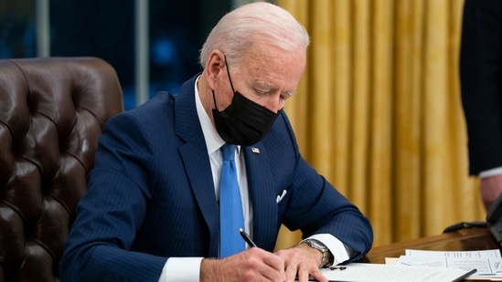 The legislation, known as the US Citizenship Act of 2021, hews closely to the outline that Biden sent to Congress on his first day in office.(AP) The legislation, known as the US Citizenship Act of 2021, hews closely to the outline that Biden sent to Congress on his first day in office.(AP)
