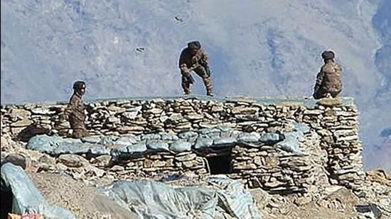 An undated photo released by the Indian Army on February 16, 2021 shows PLA soldiers during military disengagement along the Line of Actual Control (LAC) at the India-China border in Ladakh. (AFP) An undated photo released by the Indian Army on February 16, 2021 shows PLA soldiers during military disengagement along the Line of Actual Control (LAC) at the India-China border in Ladakh. (AFP)