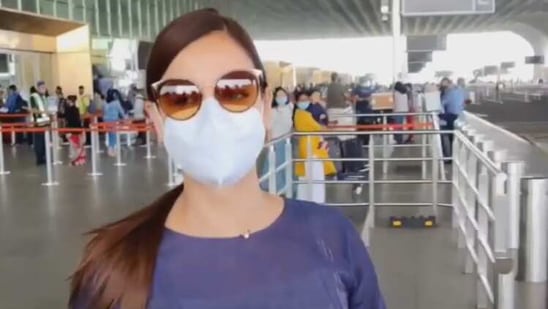 Dia Mirza was spotted at the Mumbai airport on Friday.(Varinder Chawla)