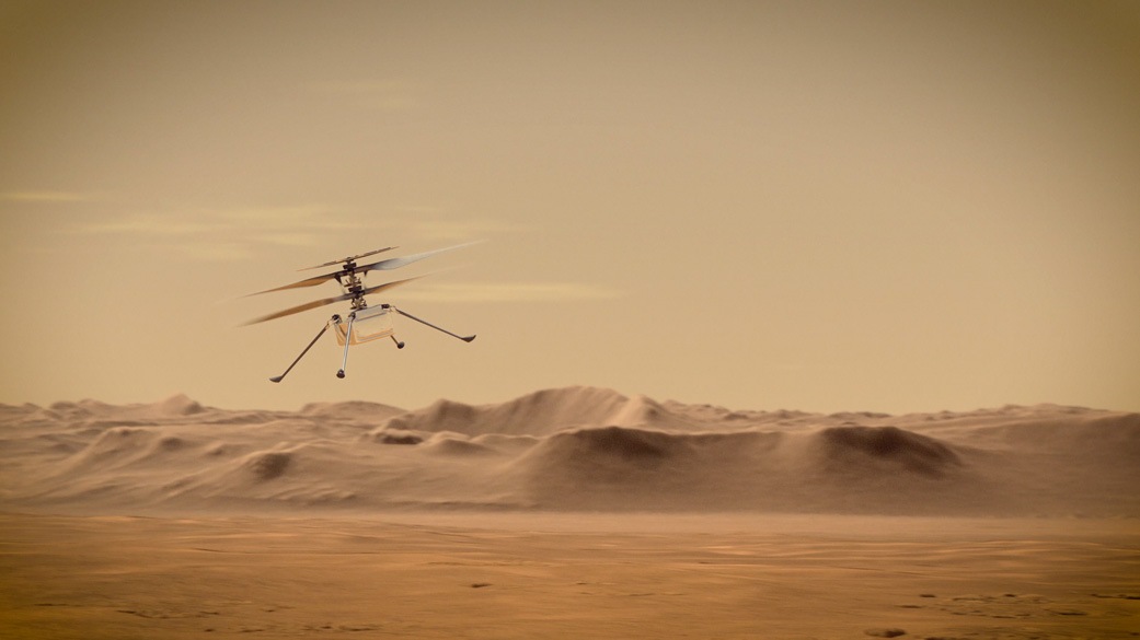 An artist's concept of NASA's Ingenuity Mars Helicopter flying through the Red Planet's skies.(NASA/JPL-Caltech) An artist's concept of NASA's Ingenuity Mars Helicopter flying through the Red Planet's skies.(NASA/JPL-Caltech)