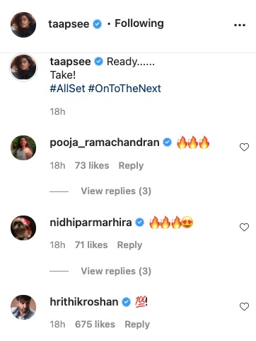 Comments on the post (Instagram/taapsee)