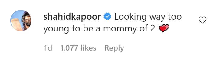 A screengrab of Shahid Kapoor's comment.