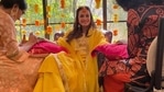 Dia Mirza at her mehendi ceremony. Dia Mirza at her mehendi ceremony.