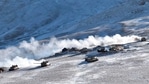 In this photograph provided by the Indian Army, tanks pull back from the banks of Pangong Tso lake region, in Ladakh along the India-China border on Wednesday, Feb. 10, 2021.(AP) In this photograph provided by the Indian Army, tanks pull back from the banks of Pangong Tso lake region, in Ladakh along the India-China border on Wednesday, Feb. 10, 2021.(AP)