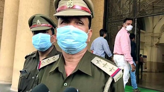 Uttar Pradesh Police official speaks to media. Their average response time in urban areas stands 7 to 8 minutes, while in rural areas it is 15 to 20 minutes.(ANI/ File Photo)