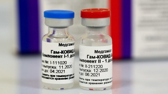 Vials of the Sputnik V vaccine at a Covid-19 vaccination center at Domodedovo International Airport in Moscow, Russia, on Friday, Feb. 19, 2021. (Bloomberg) Vials of the Sputnik V vaccine at a Covid-19 vaccination center at Domodedovo International Airport in Moscow, Russia, on Friday, Feb. 19, 2021. (Bloomberg)