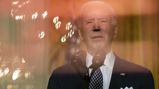 U.S. President Joe Biden speaks while addressing the virtual Munich Security Conference in the East Room of the White House in Washington, D.C., U.S., on Friday, Feb. 19, 2021. Biden re-introduced himself and the U.S. to world leaders at a pair of international conferences today, calling on industrialized democracies to partner in confronting the pandemic and climate change in a sharp departure from his predecessor's foreign policy. Photographer: Anna Moneymaker/The New York Times/Bloomberg(Bloomberg)