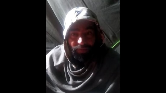 Wanted by Delhi Police, Punjab gangster Lakha Sidhana in a grab from the 13-minute video he uploaded on Facebook on Friday night.