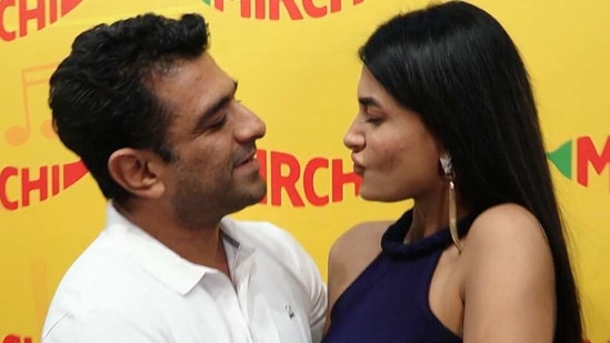 Eijaz Khan and Pavitra Punia at an event in Mumbai.(Varinder Chawla)