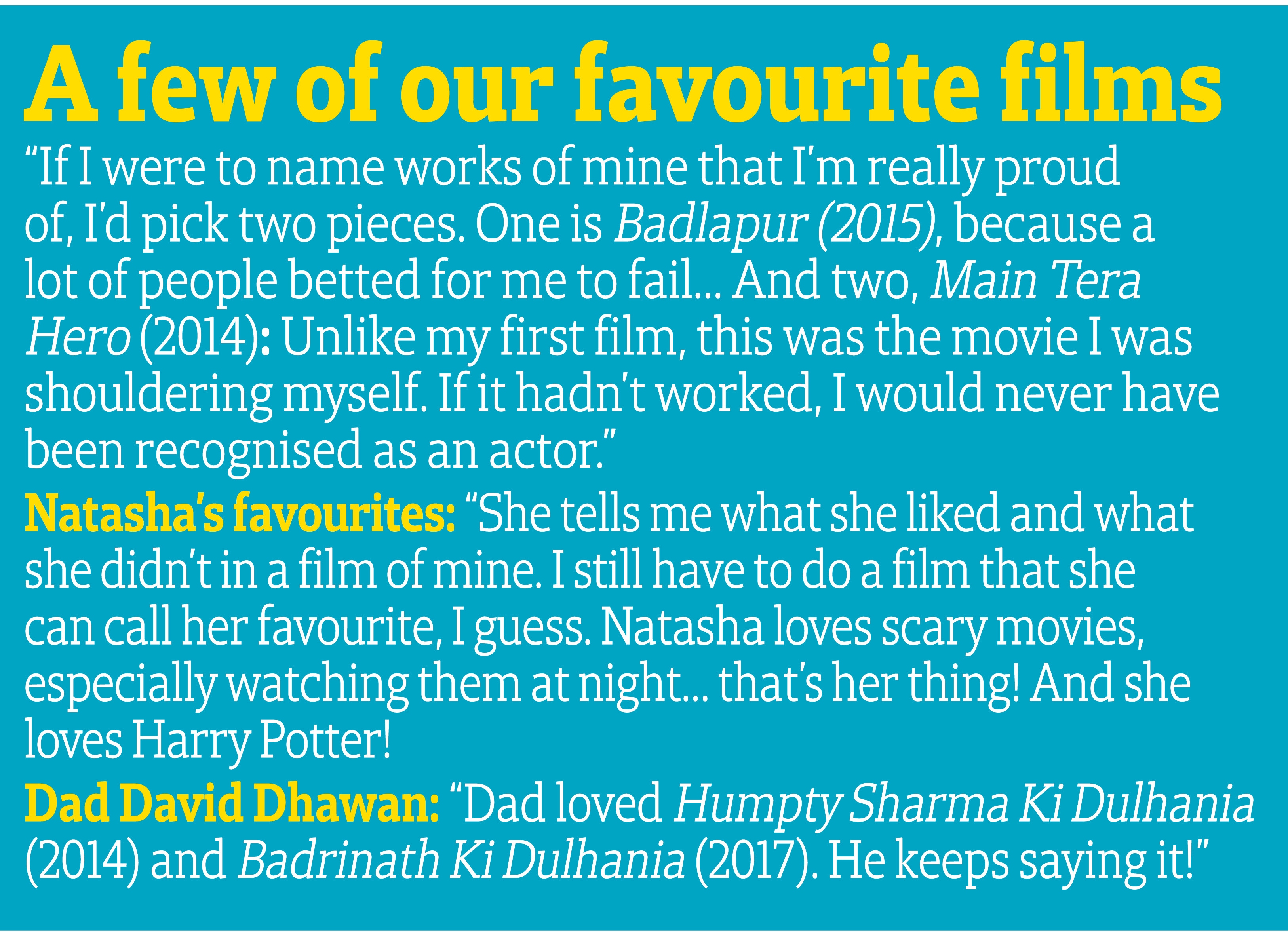 Varun and Natasha choose their favorite movies Varun and Natasha choose their favorite movies