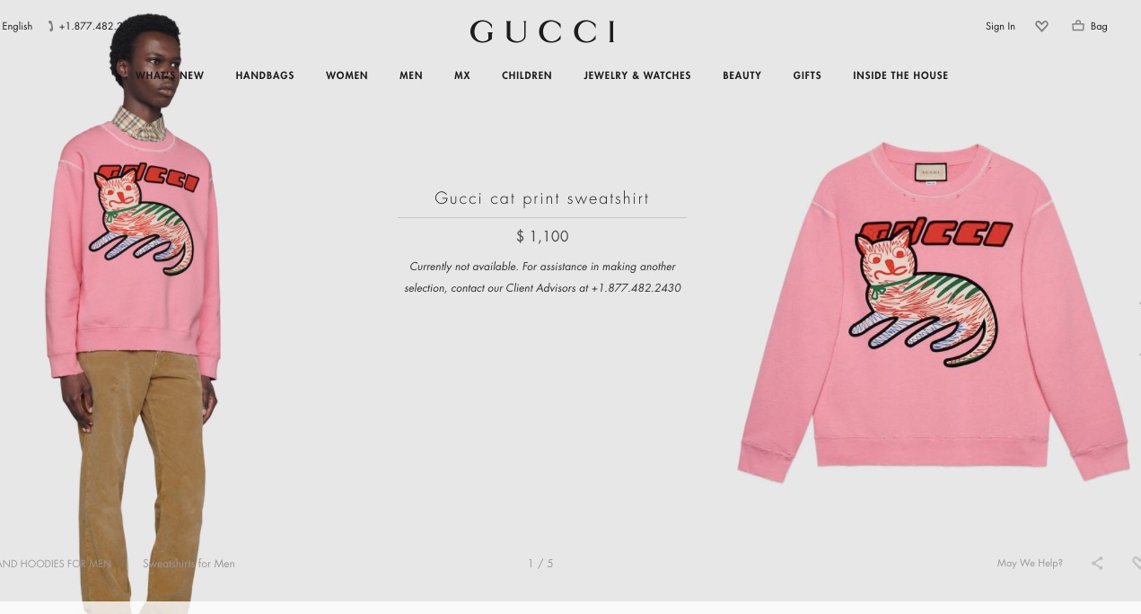 Gucci Cat Print Sweatshirt in Pink for Men