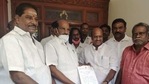 K Lakshminarayanan tendering his resignation to Assembly Speaker V P Sivakolundhu on Sunday, February 21. (Photo: ANI) K Lakshminarayanan tendering his resignation to Assembly Speaker V P Sivakolundhu on Sunday, February 21. (Photo: ANI)