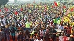 BKU (Ekta-Ugrahan) and Punjab Khet Mazdoor Union held a Maha Kisan rally to oppose three farm laws in Barnala town on Sunday.(Sanjeev Kumar/Hindustan Times) BKU (Ekta-Ugrahan) and Punjab Khet Mazdoor Union held a Maha Kisan rally to oppose three farm laws in Barnala town on Sunday.(Sanjeev Kumar/Hindustan Times)