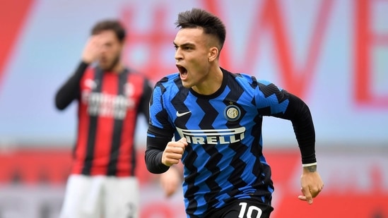 Inter Milan's Lautaro Martinez celebrates scoring their first goal(REUTERS)