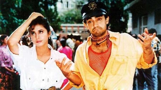 Urmila Matondkar and Aamir Khan in Rangeela.