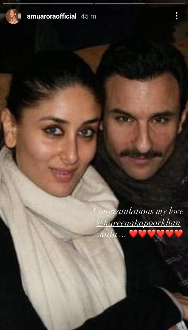Kareena Kapoor Khan's BFF Amrita Arora wishes the couple. Kareena Kapoor Khan's BFF Amrita Arora wishes the couple.