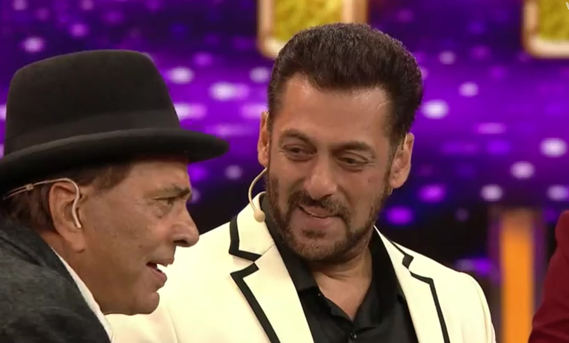 Dharmendra with Salman on the show. Dharmendra with Salman on the show.