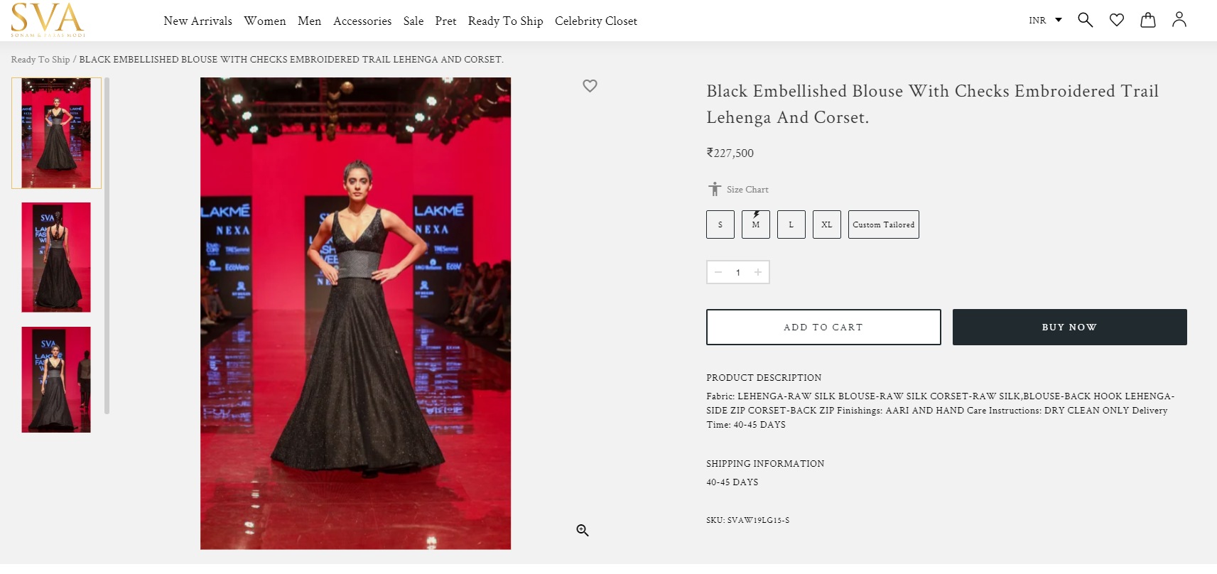 The attire is worth  ₹2,27,500 (svacouture.com)
