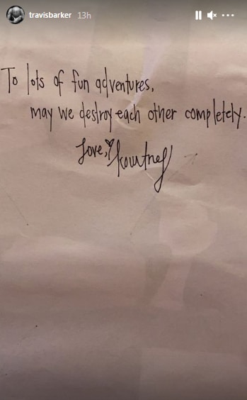 Kourtney Kardashians love note to boyfriend Travis Barker(Instagram/travisbarker)