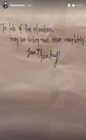 Kourtney Kardashians love note to boyfriend Travis Barker(Instagram/travisbarker)